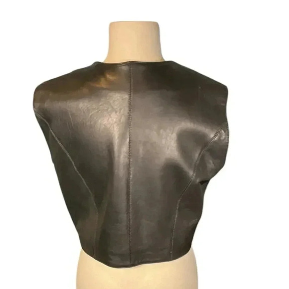 Michael Joseph Soft Leather Vest Black Size Large Collarless U Neckline Women's - Picture 3 of 12